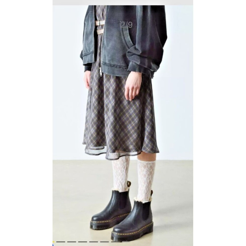 DR MARTENS 2976 QUAD FAUX FUR LINED PLATFORM CHELSEA BOOT US M9 W10 GRUNGE *GUC